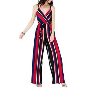 NWT INC International Concepts Striped Surplice Wide Leg Jumpsuit Ombré Bloom M
